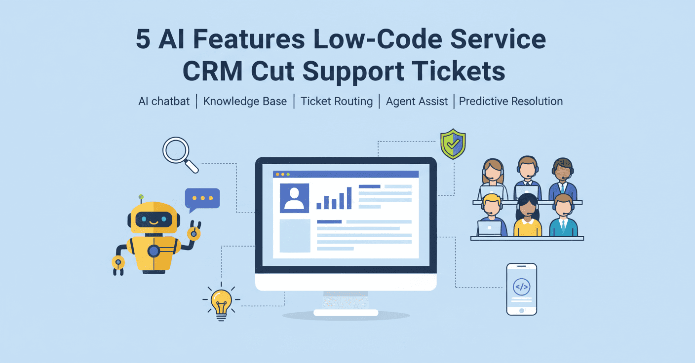 5 AI Features in Low-Code Service CRM to Cut Support Tickets